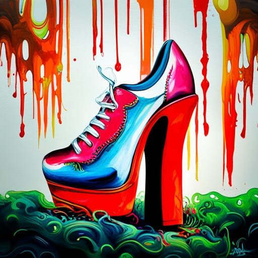 Colorful Graffiti Art High Heels Splash