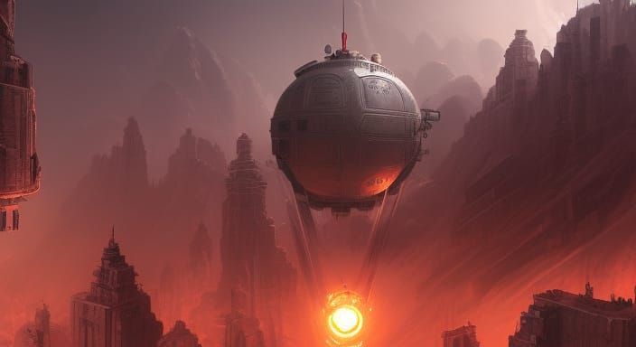 Detailed Dieselpunk Orb in Matte Painting Style