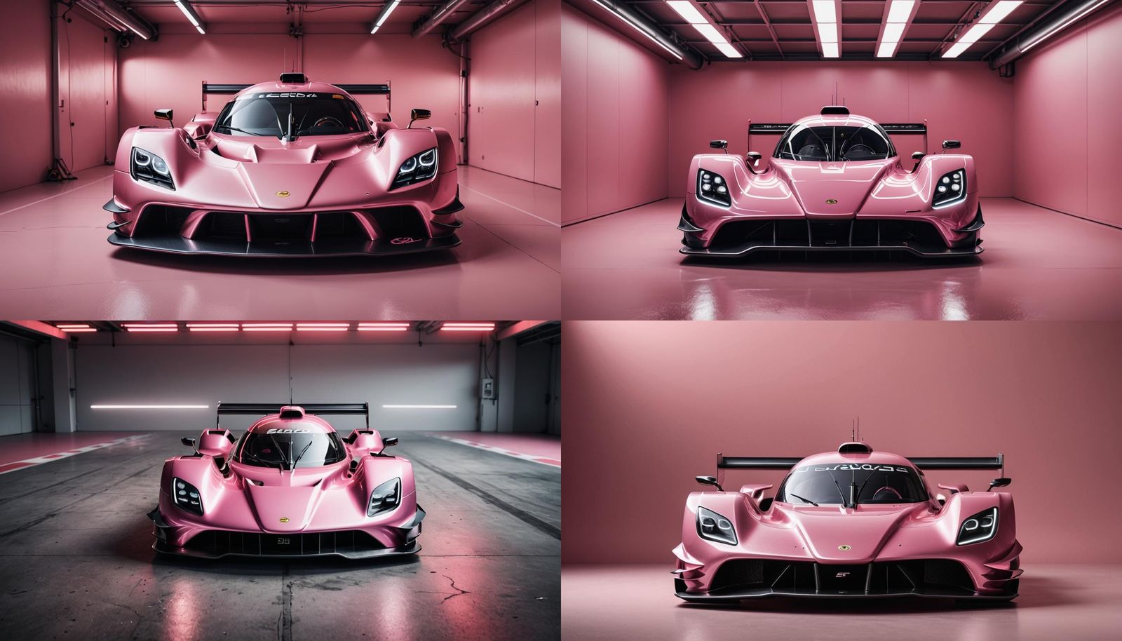 Futuristic Pink Lotus Race Car in Red Light Studio