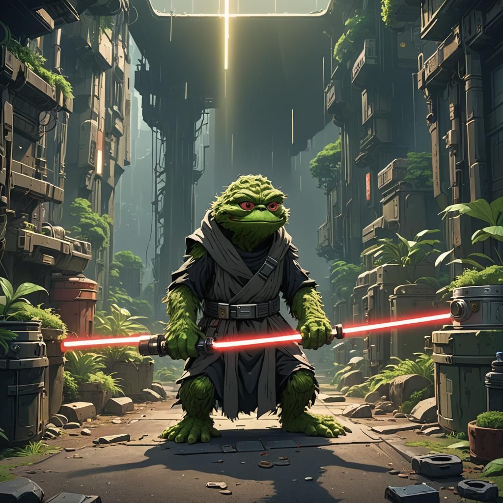 Darth Oscar the Grouch Lightsaber in Anime Style