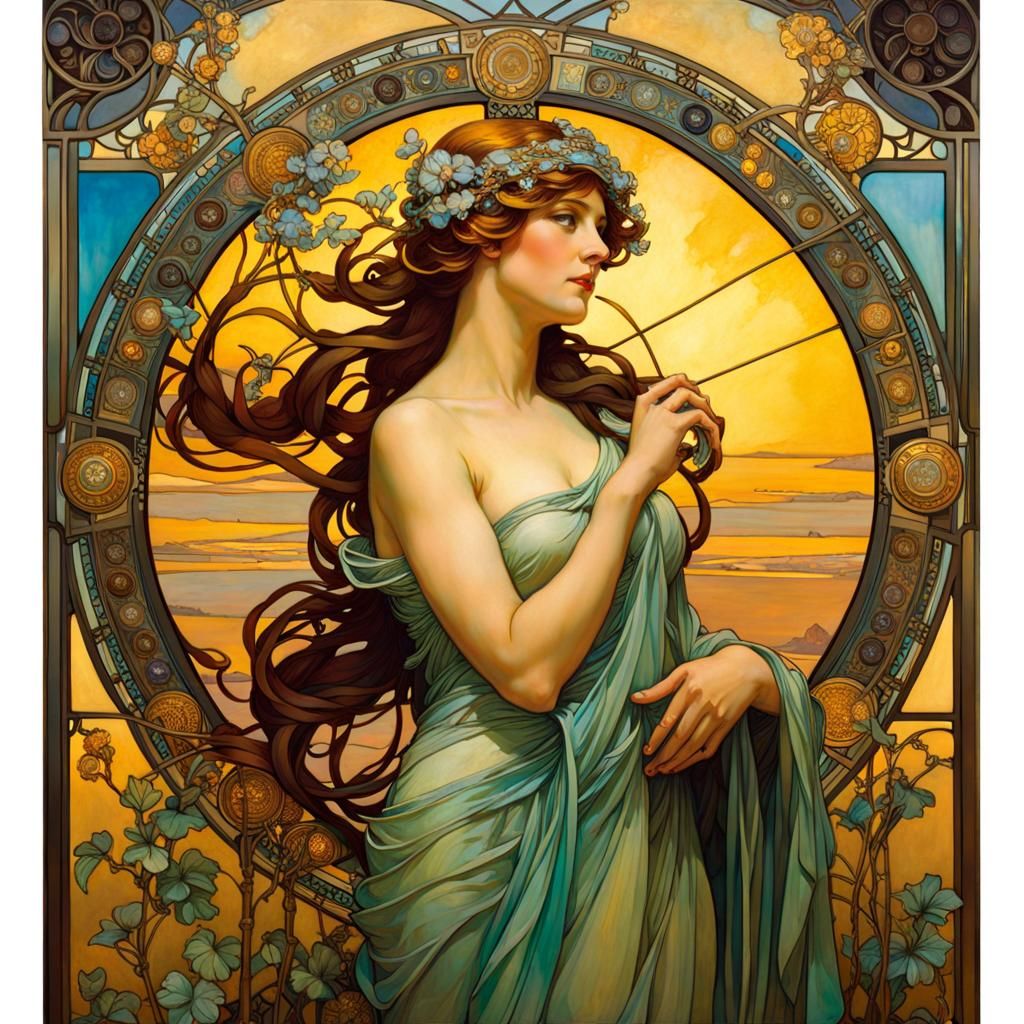 Industrial Goddess in Art Nouveau Style