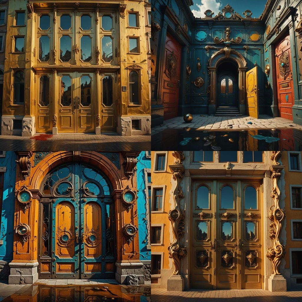 Surreal Building with 50 Impossible Doors in Digital Art