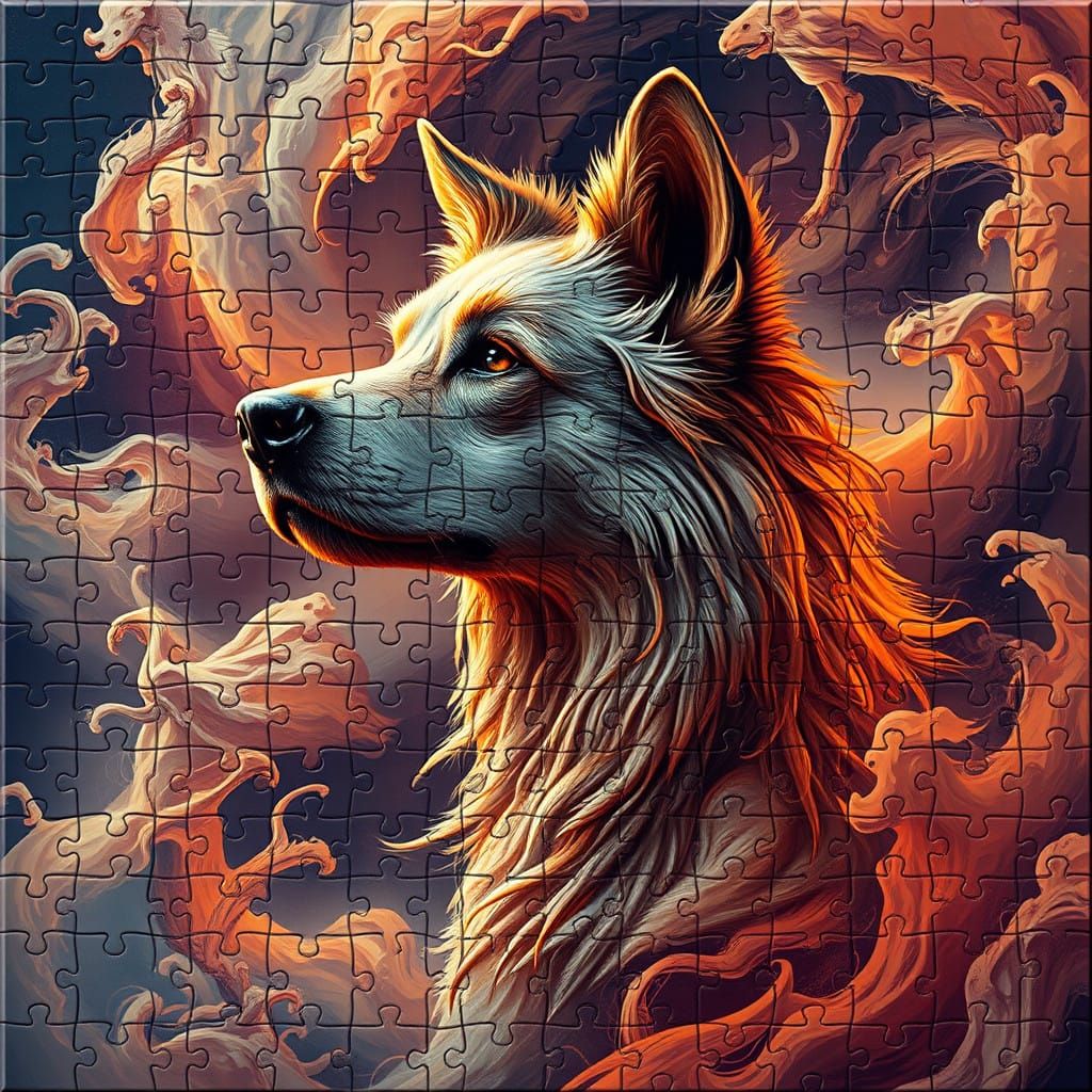 Surreal Pop-Surrealist Dog Scene in 8K Jigsaw Puzzle