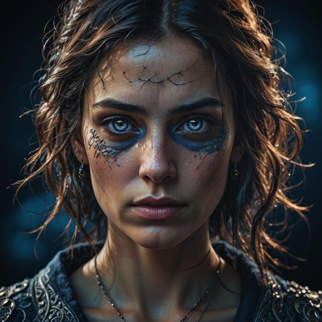 Expressive Woman: Hyper-Realistic Macro Portrait Photography