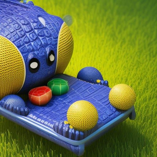 Alligator Suntanning by Pool in Acrylic Art