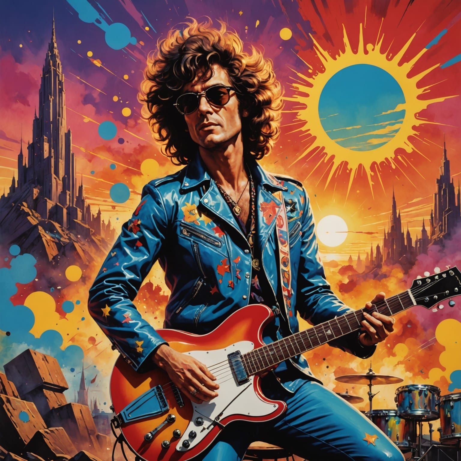 Vibrant Sunrise Explosion in Pop Art Style