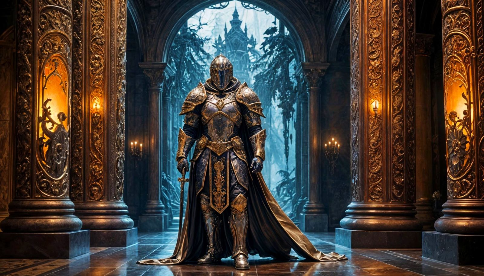 High Fantasy Honor Guard in Intricately Engraved Plate Armor