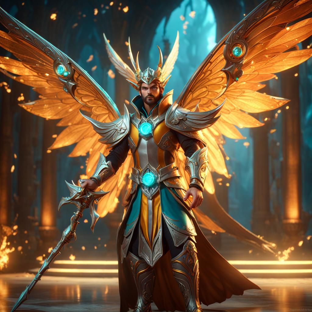 Winged Fairy Mage in 3D Game Cinematic Style