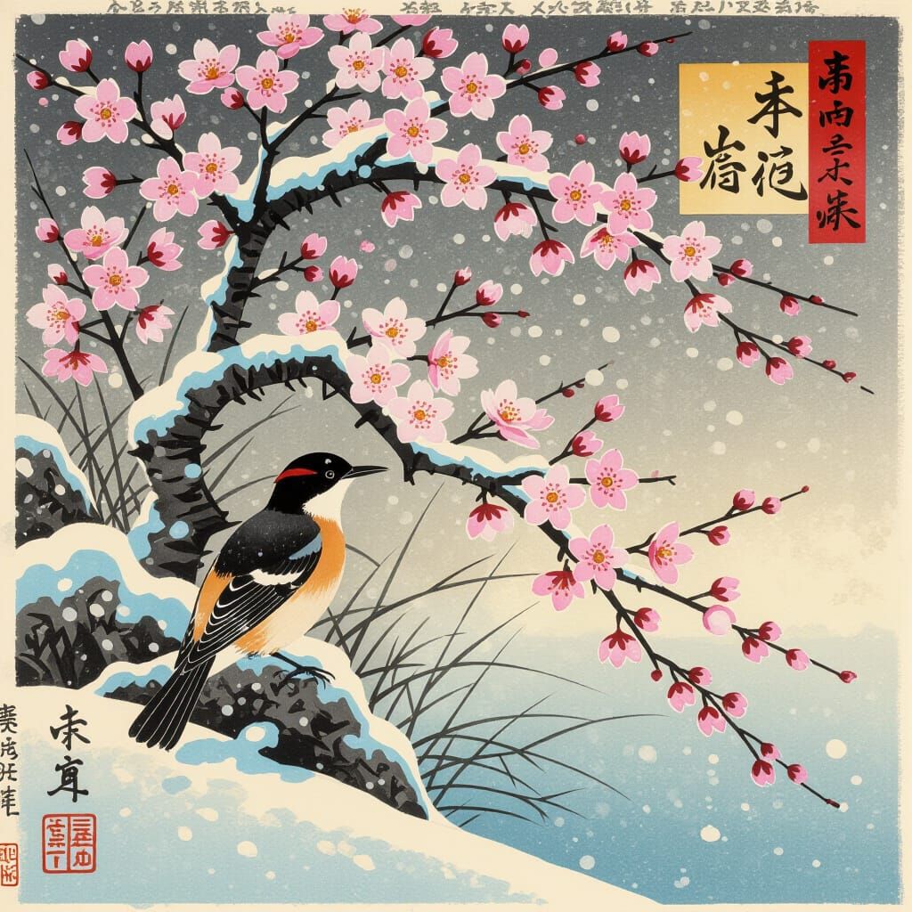 Japanese Dream Interrupted: Branch Snaps in Snow