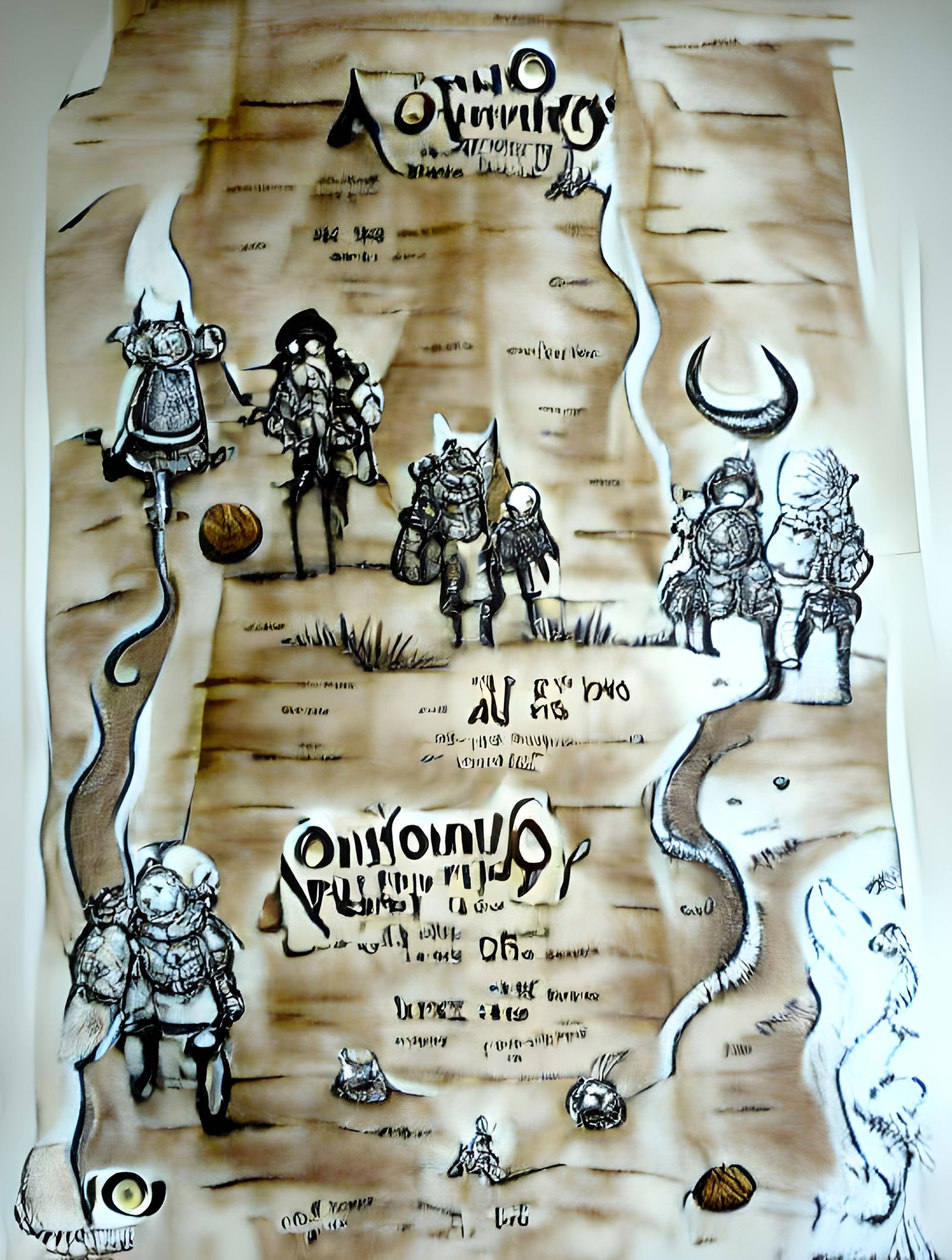 Adventuring Party Poster Art in Ink Drawing Style