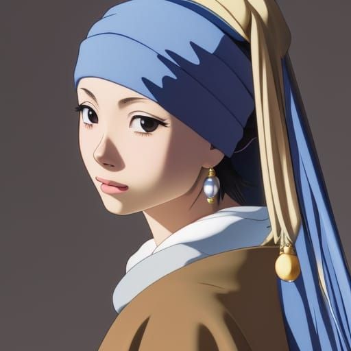 Anime Girl with Pearl Earring, Ghibli Style