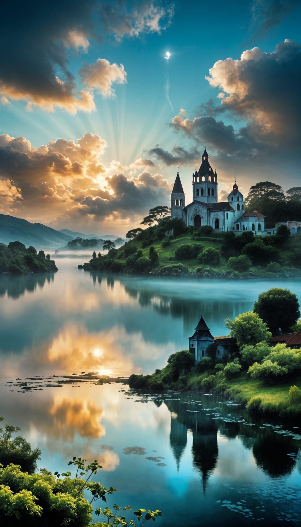 Monochromatic Blue Landscape in Hyperrealistic Style