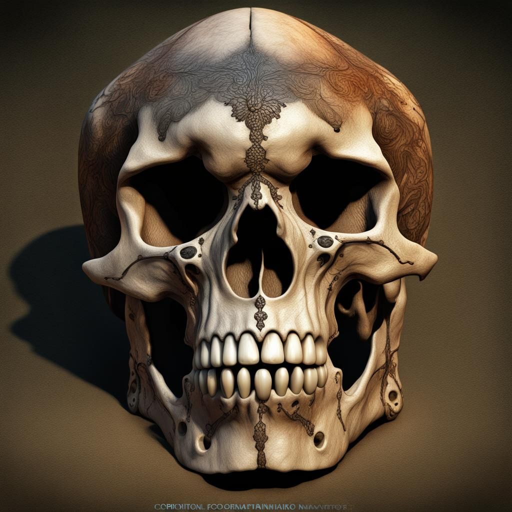 Detailed Cro-Magnon Skull: Airbrush Matte Painting