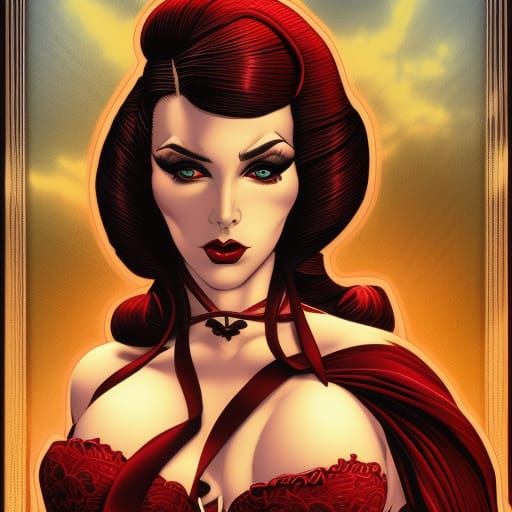 Nun Burlesque Dancer in Comic Book Style