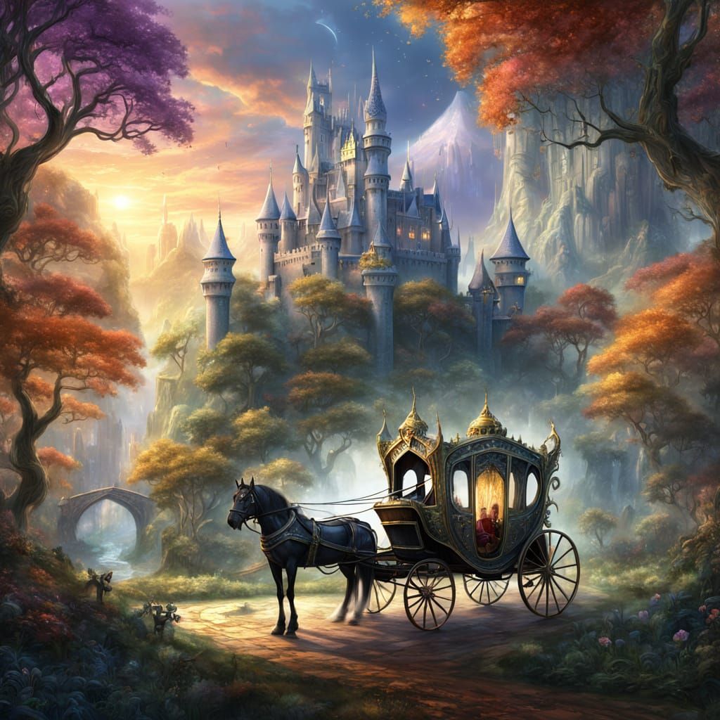 Elven Castle Carriage in Ethereal Fantasy Forest