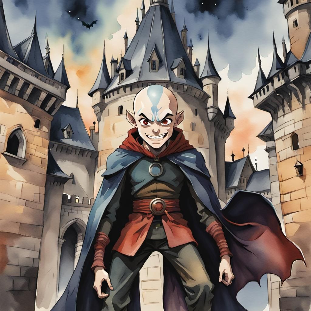 Bat Aang in Transylvania: Dark Comic Illustration