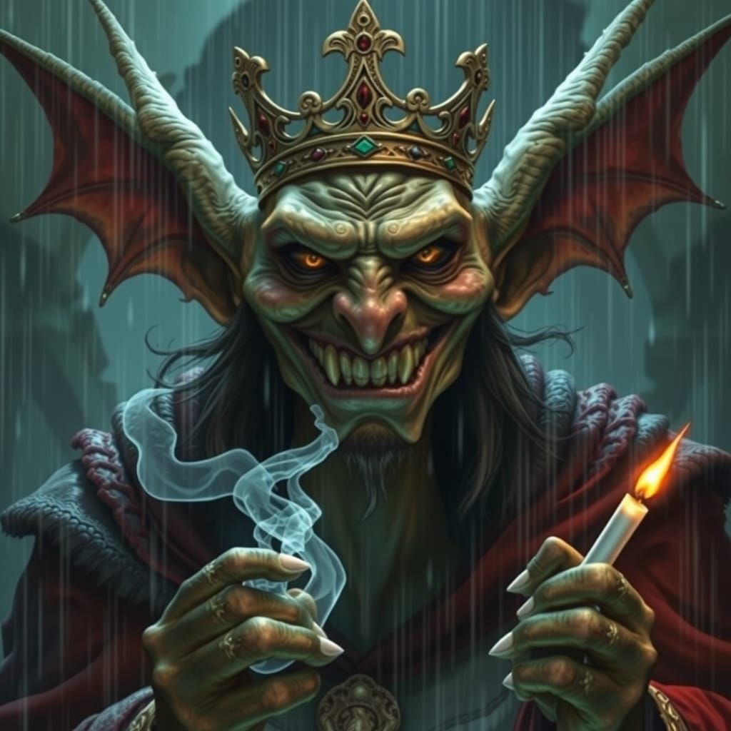 Grinning Goblin King in Rainy Court
