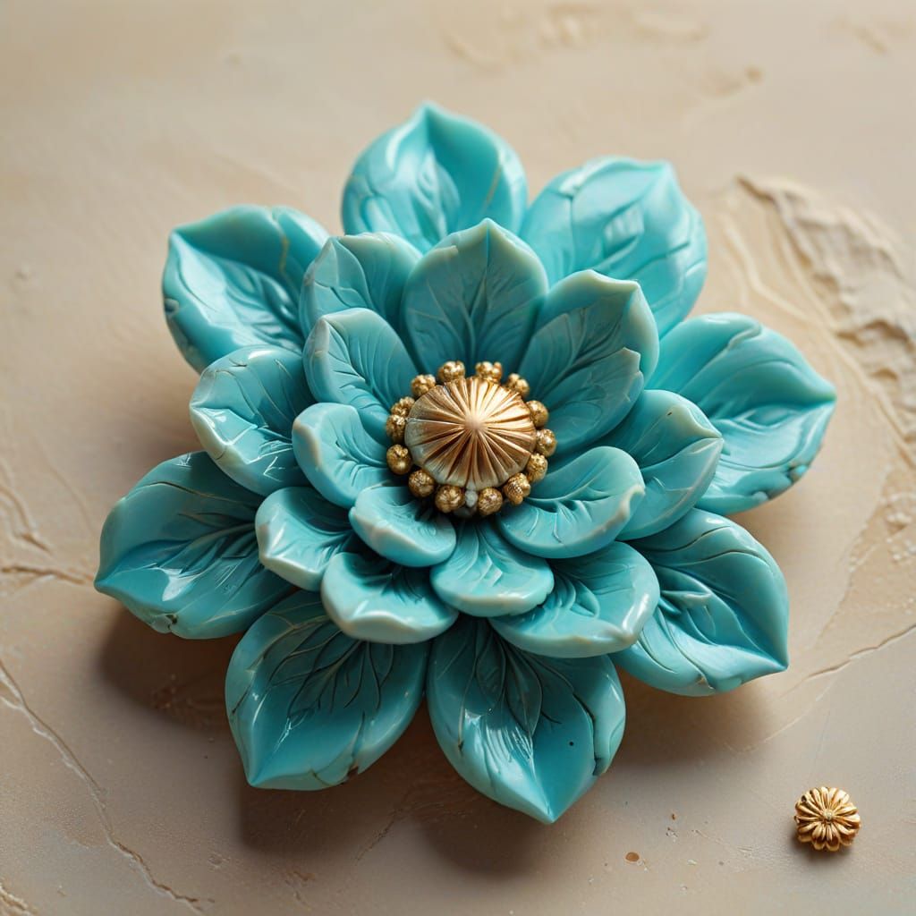 Turquoise Gemstone Flower Carving