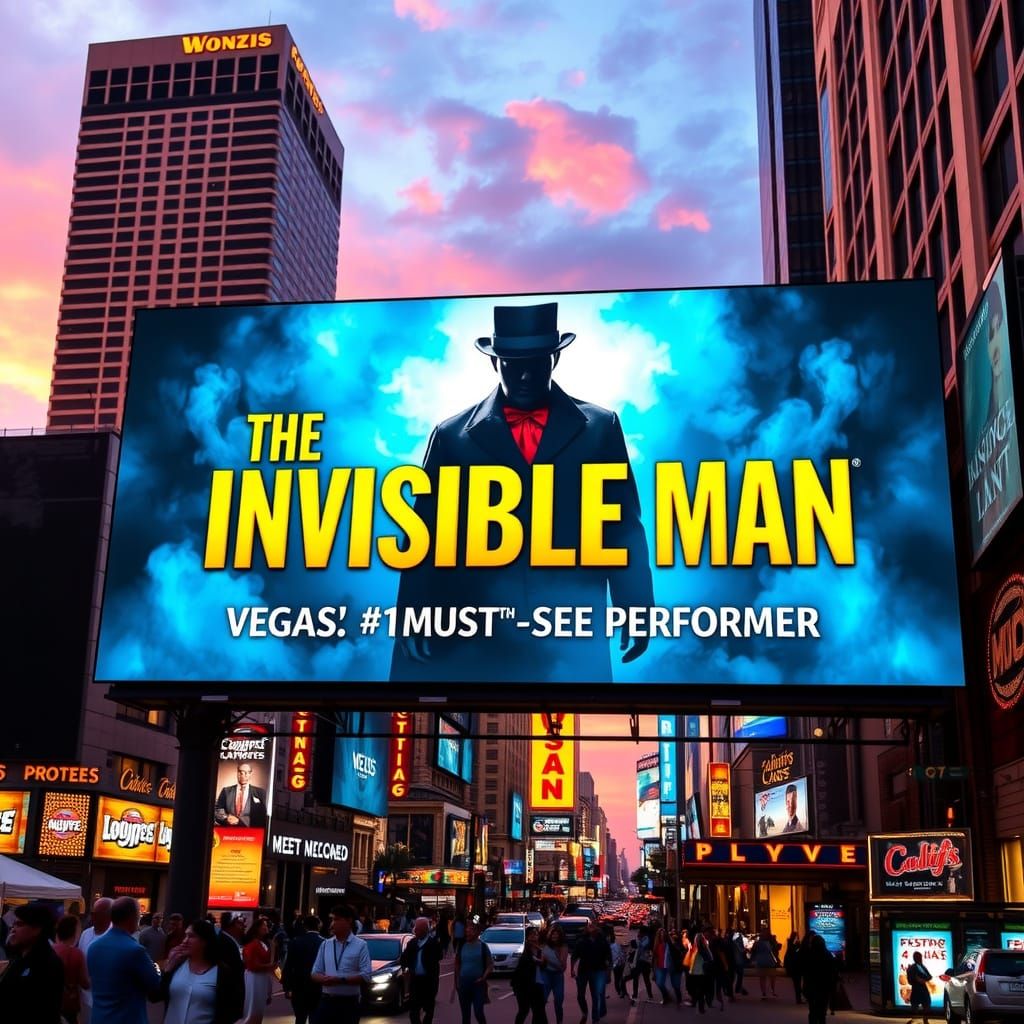 Vibrant Downtown Las Vegas Billboard Featuring the Invisible...