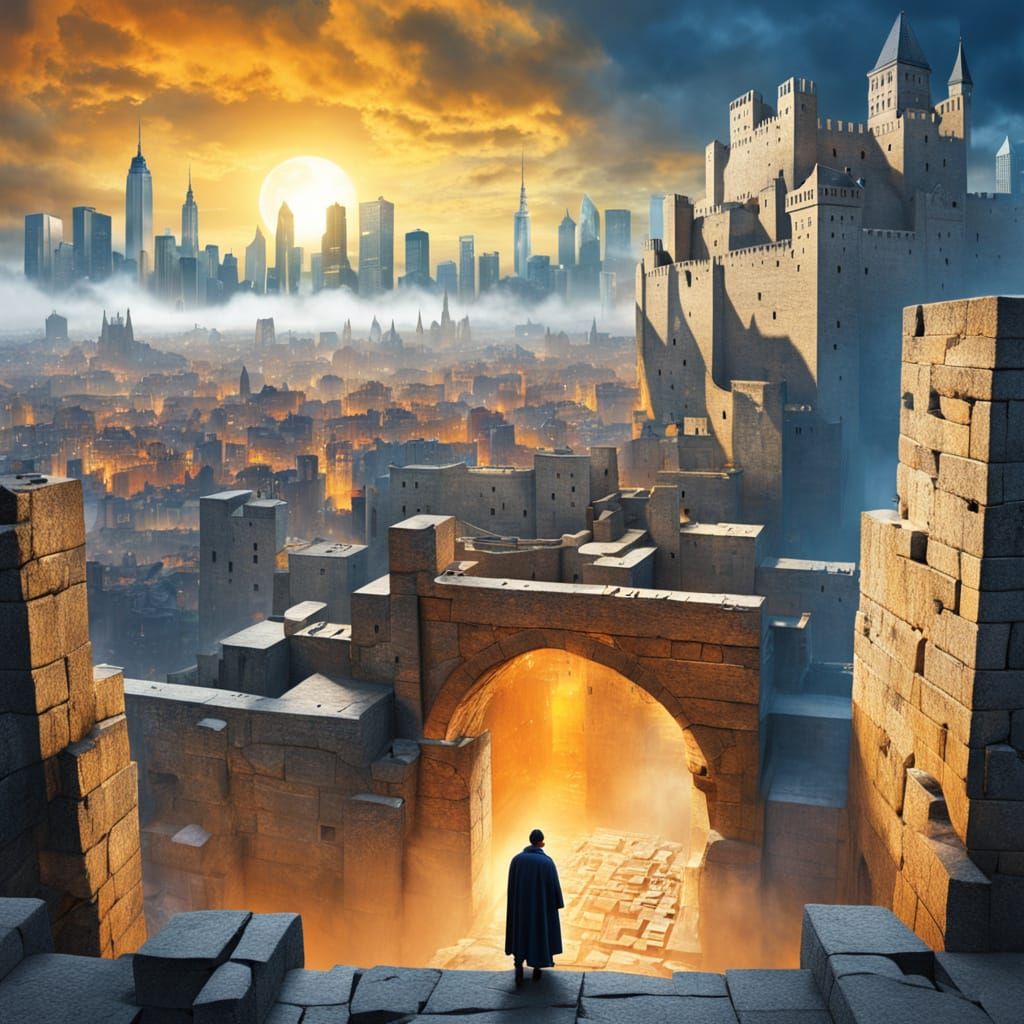 Surreal Paper Fold Reveals Ancient City, Digital Art