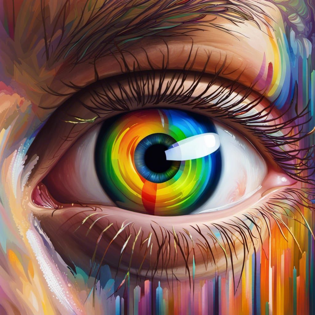 Eye with Multidimensional Portal in Splash Art Style