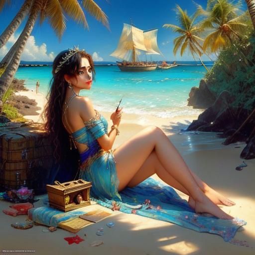 Treasures Ashore in Whimsical Fantasy Style