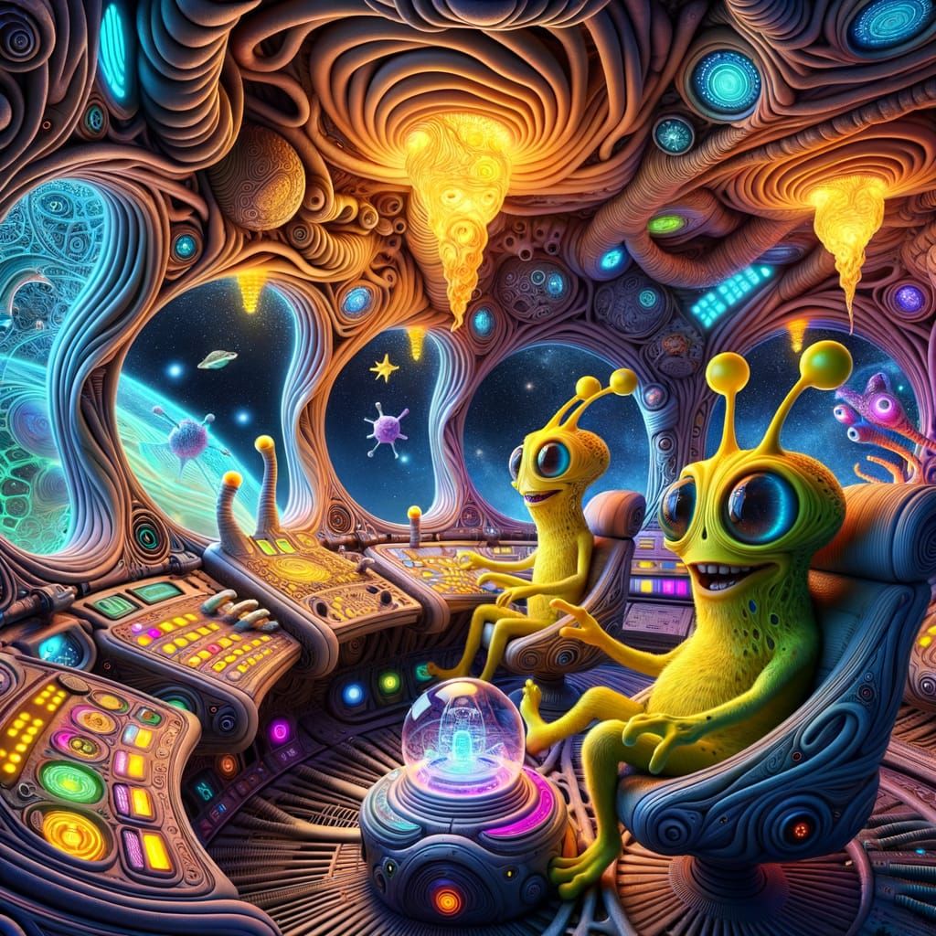 Alien Spacecraft Interiors in Surrealistic Abstraction