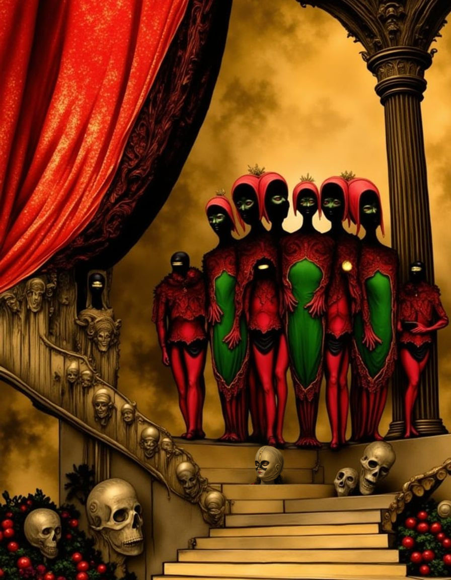 Circus Girls in a Dark, Baroque Dreamscape