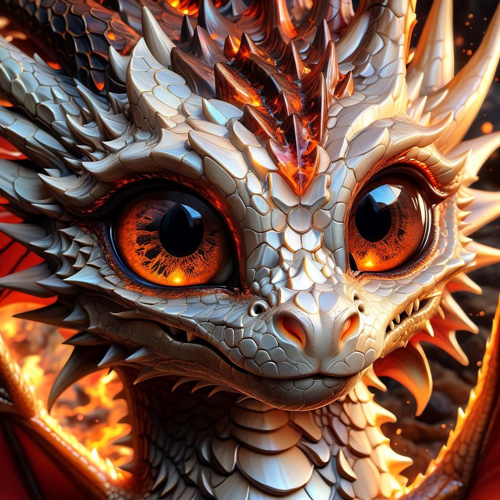 Adorable Magma Dragon Portrait in Anime Style