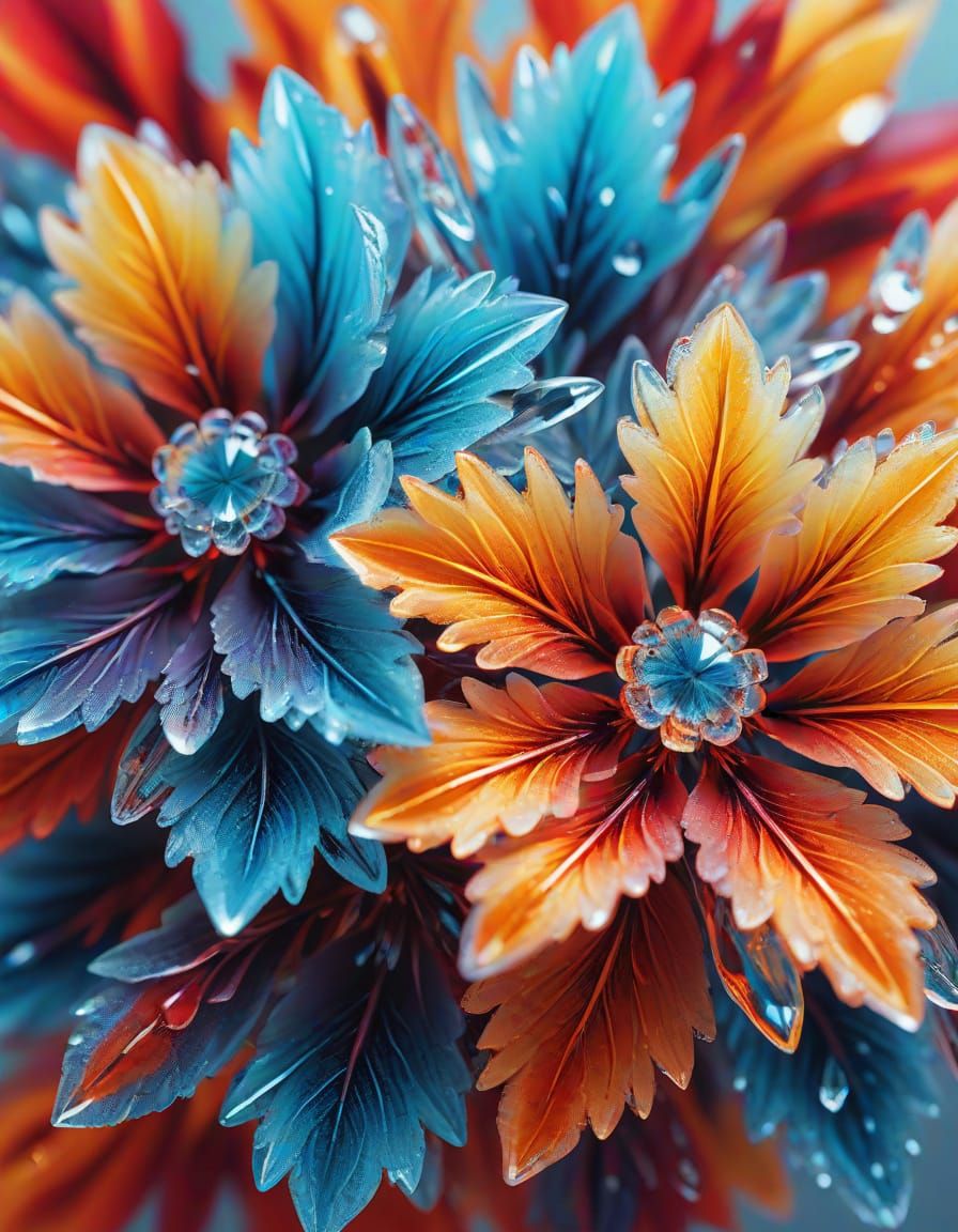 Fiery Flowers & Ice Crystals in Dual Split Image