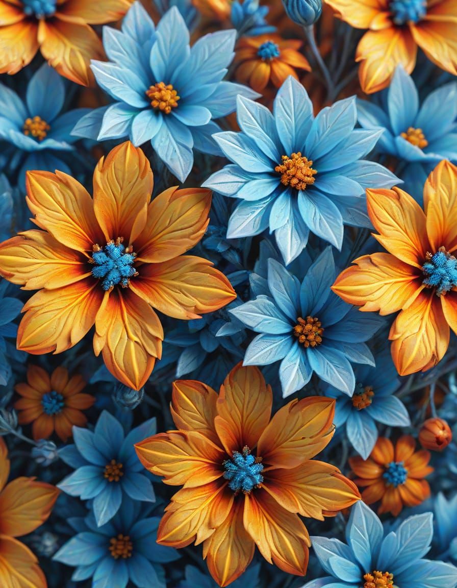 Fiery Flowers vs. Ice Crystals: Hyperrealistic Dual Split Ar...