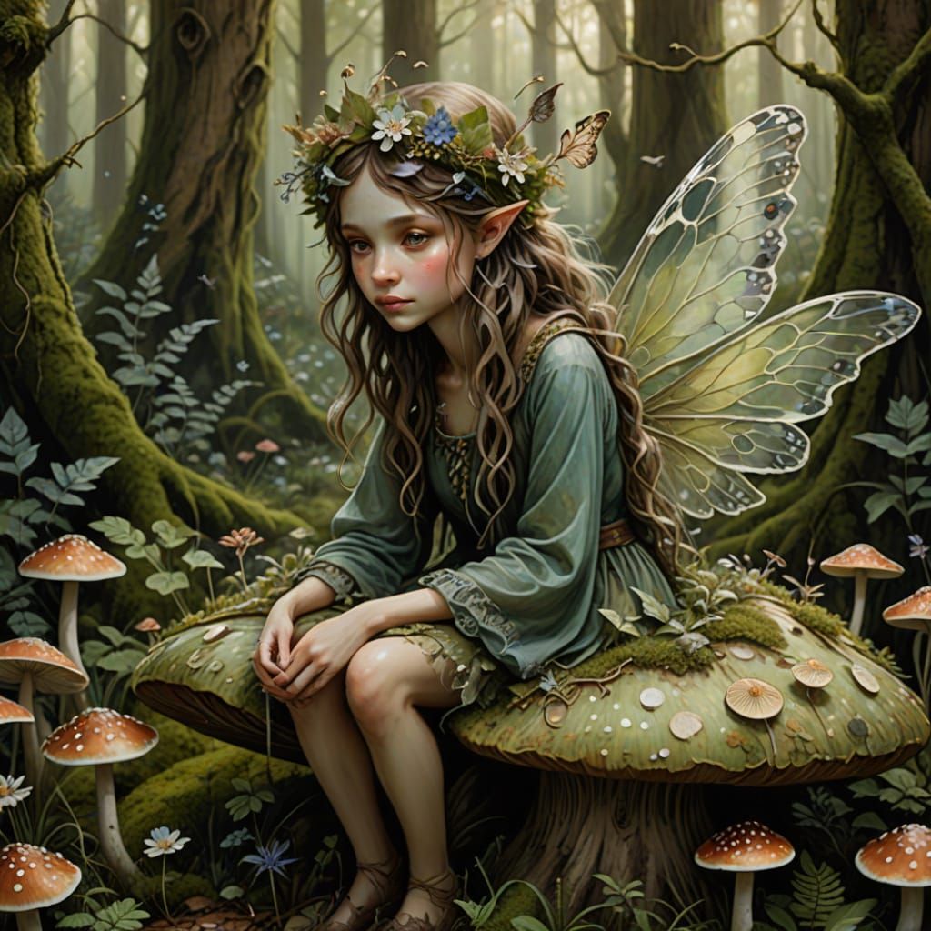 Whimsical Woodland Fairy in Dreamlike Fantasy Art