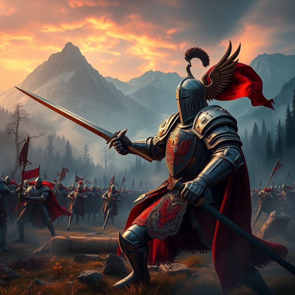 Polish Knight Battles Teutonic Knights in Epic Fantasy Lands...