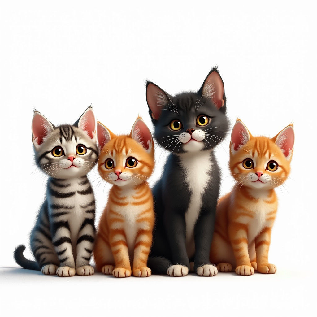 Four Adorable Kittens Ready for Adventure