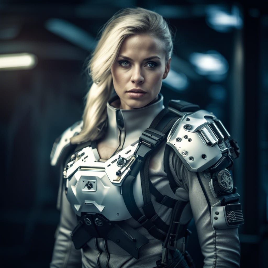 Nordic Woman in Sci-Fi Military Uniform, Hyperrealistic