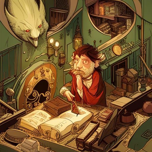 Luminous Hobbit with Golden Outlines Digital Painting