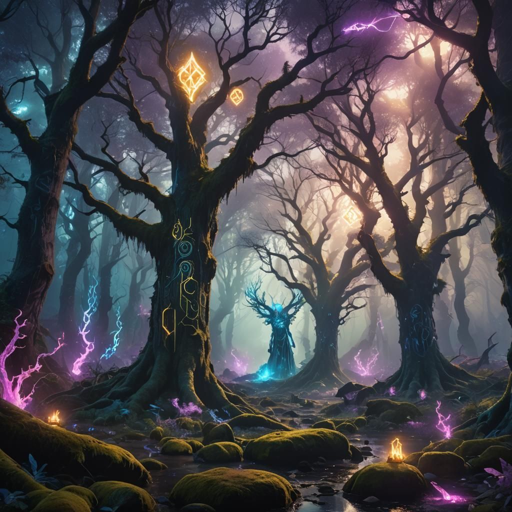 Sigma in Mystical Forest: Science Fantasy Concept Art