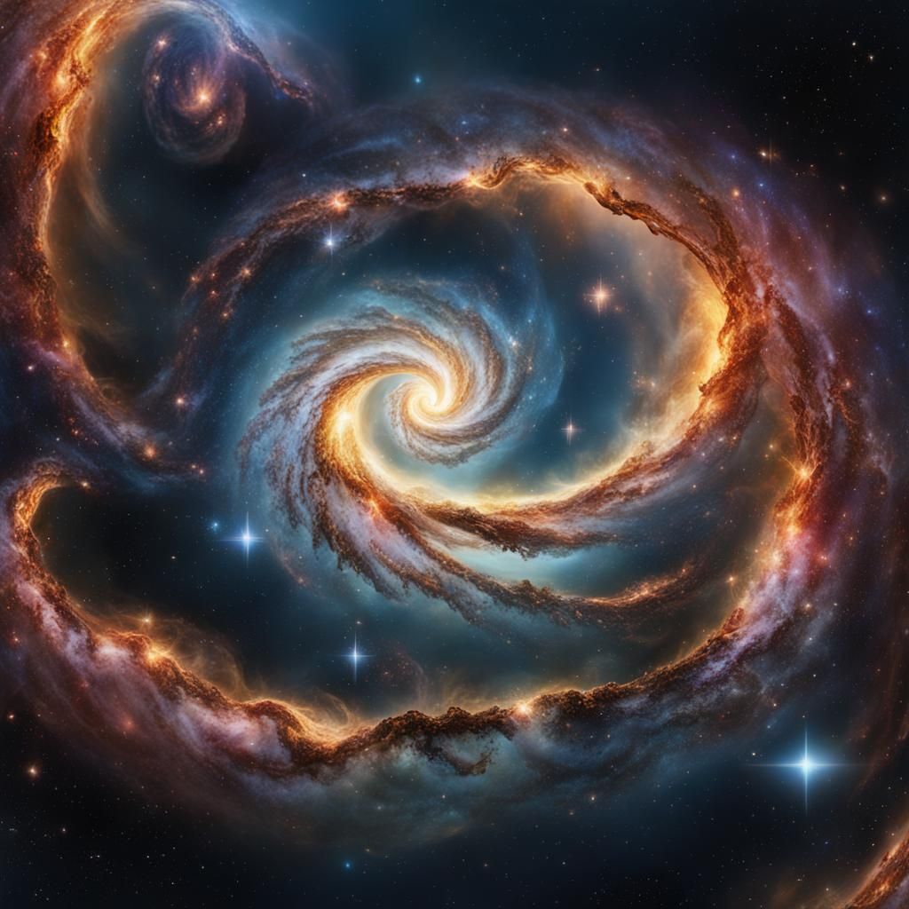 Cosmic Collision of Spiral Galaxies: Digital Matte Painting