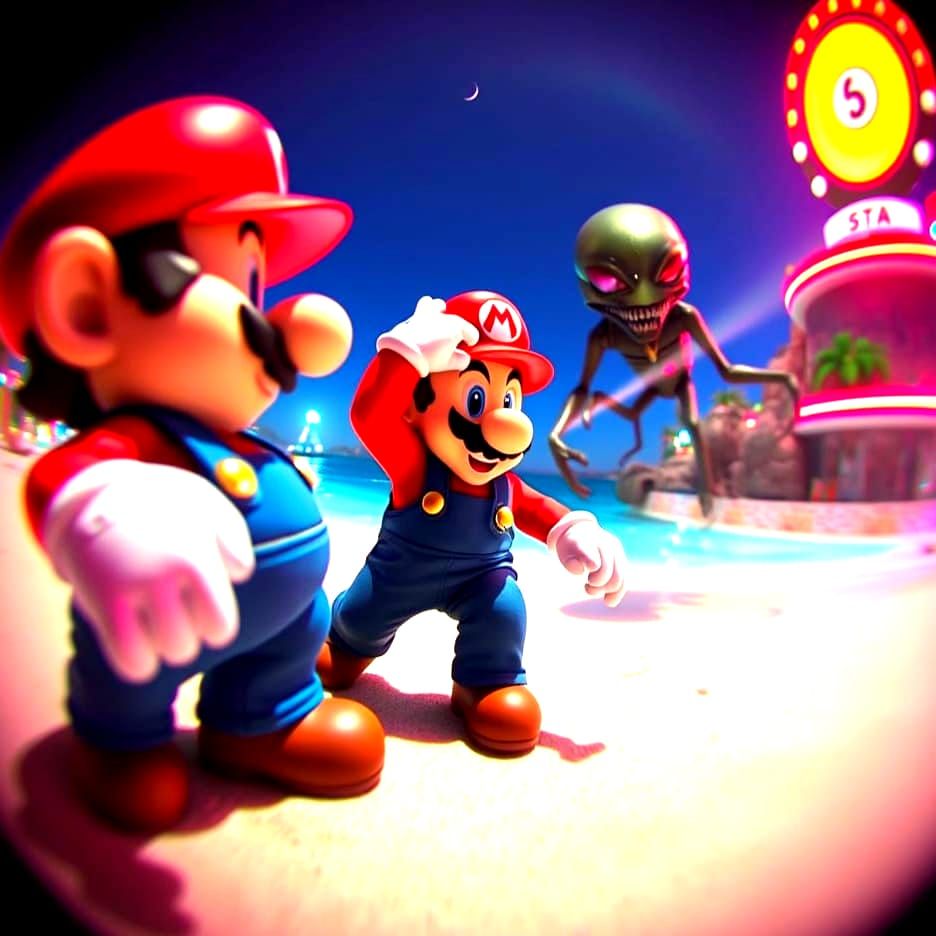 Mario vs. Xenomorph: Holga FX Beach Battle