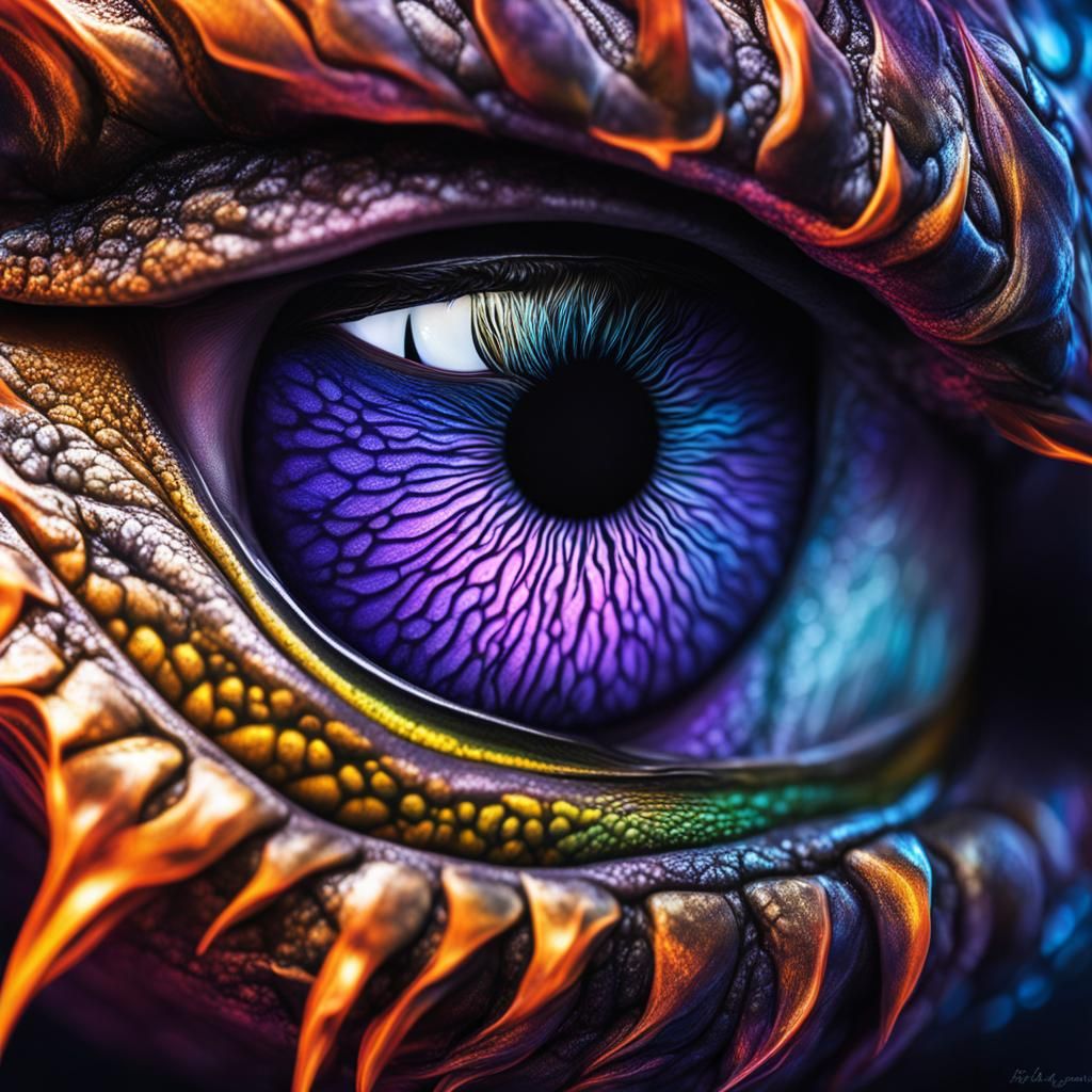 Dragon Eye Close-up: Realistic Luminol UV Iris