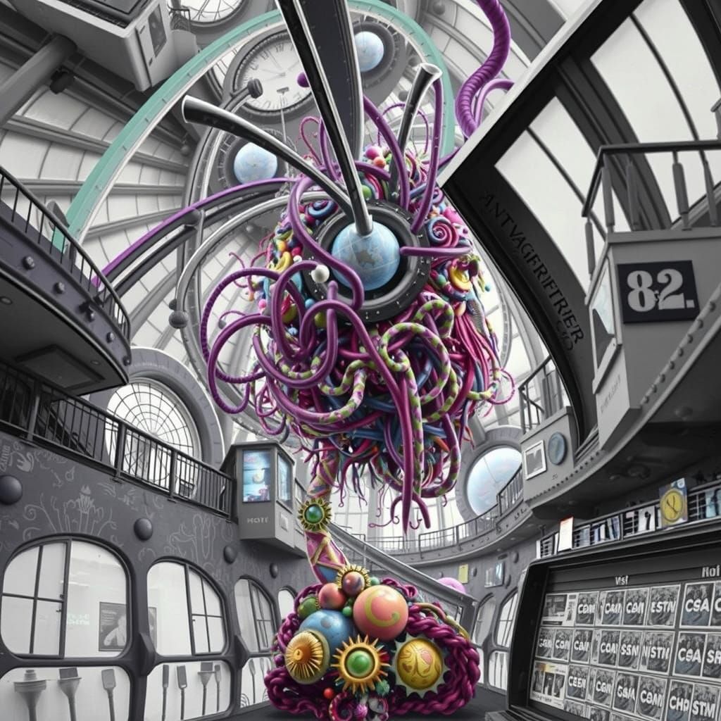 Surrealist Landscape with Triadic Colors