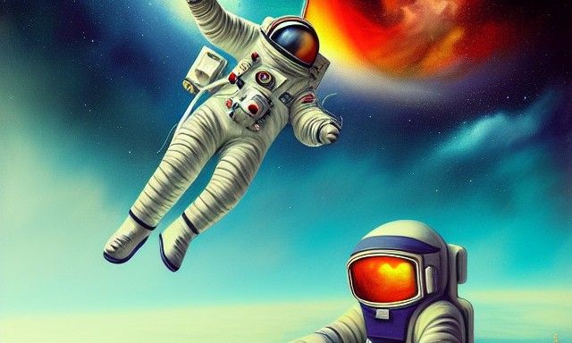 Astronaut in Spaceship Window: Surreal Digital Art