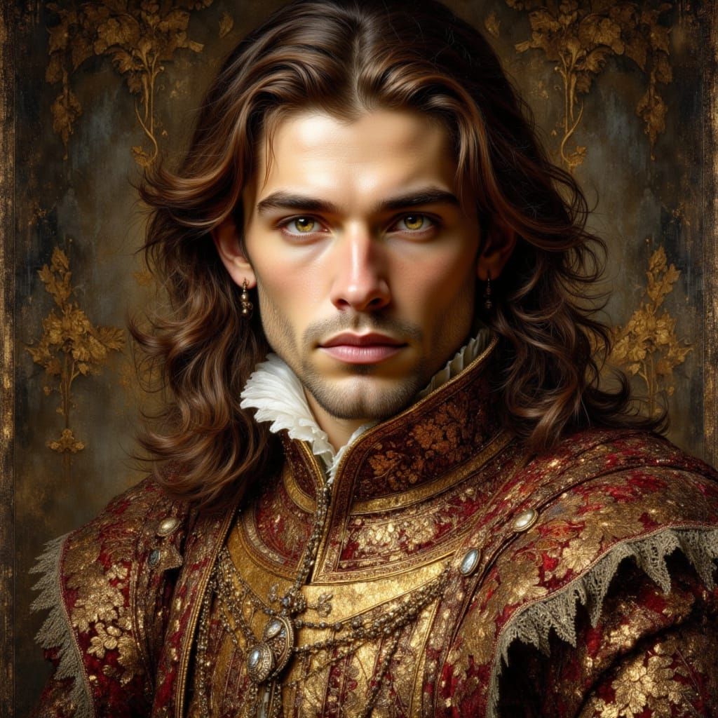 Renaissance Nobleman Portrait in Brushed Oil Style
