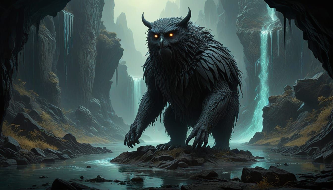 Biomechanical Owlbear Emerges on Obsidian Island