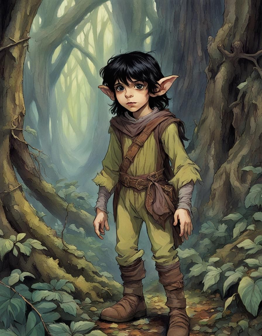 Gelfling Boy in Strange Forest, Dark Crystal Style