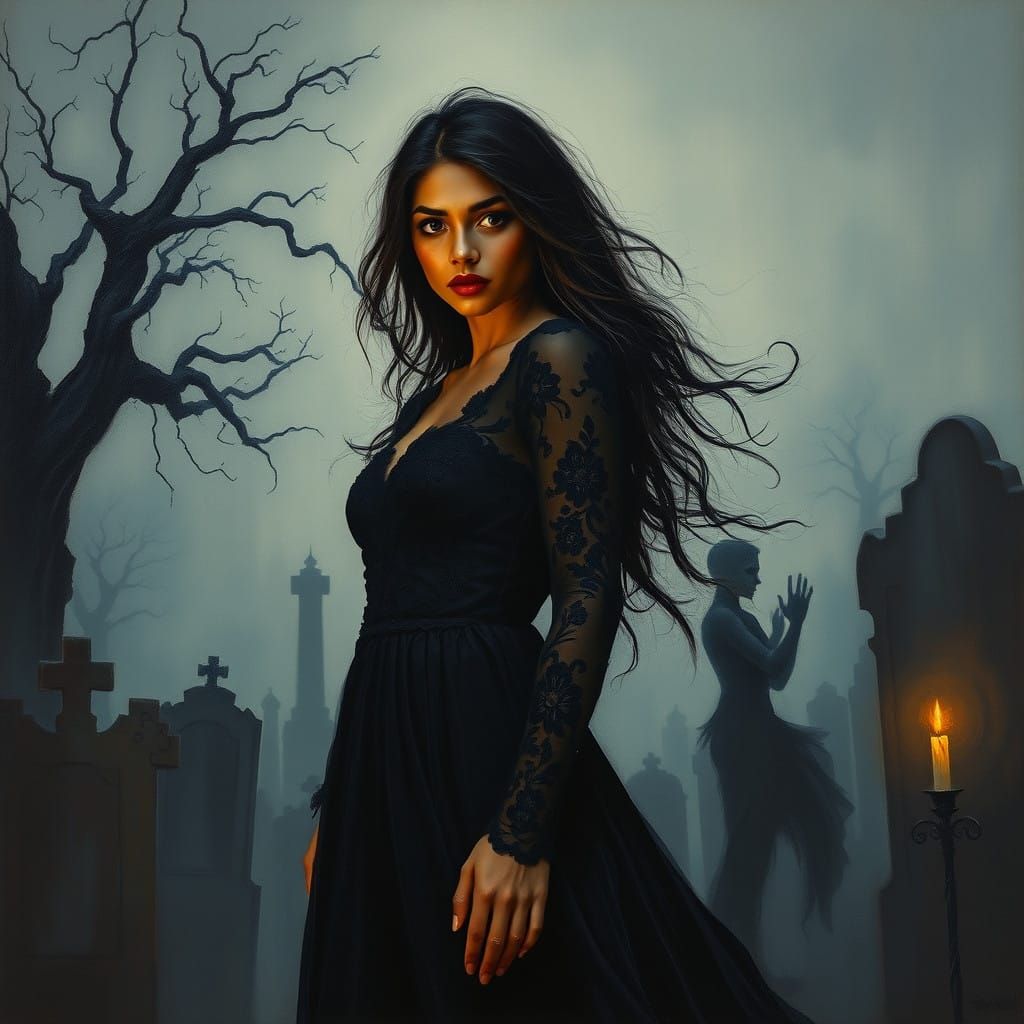 Embracing shadows, she rises unbroken and bold