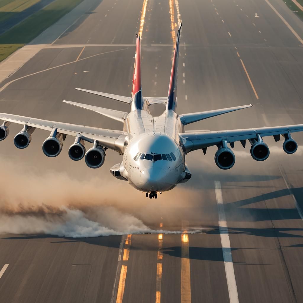 Airbus A380 Jetliner Takes Off: Aviation Photography