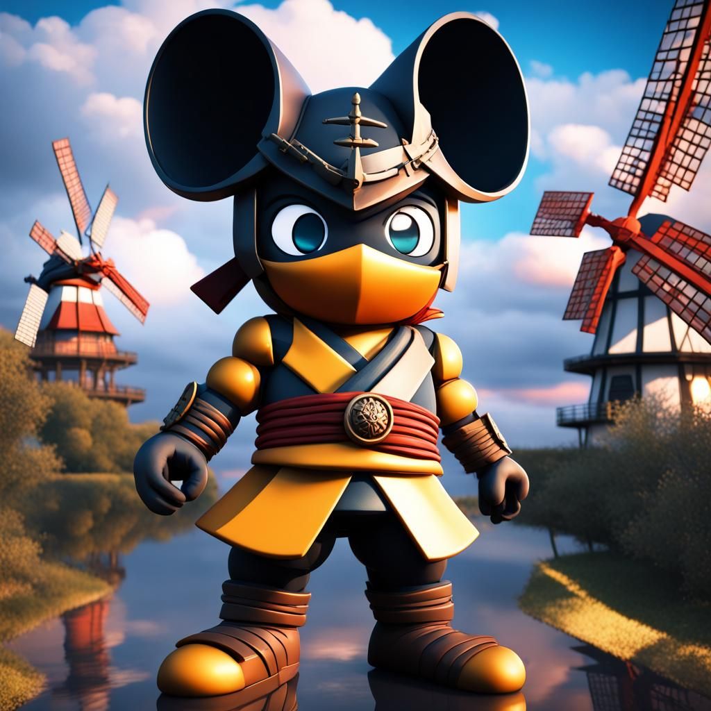 Ninja Hattori-kun and Perman with Shield, Fantasy Art