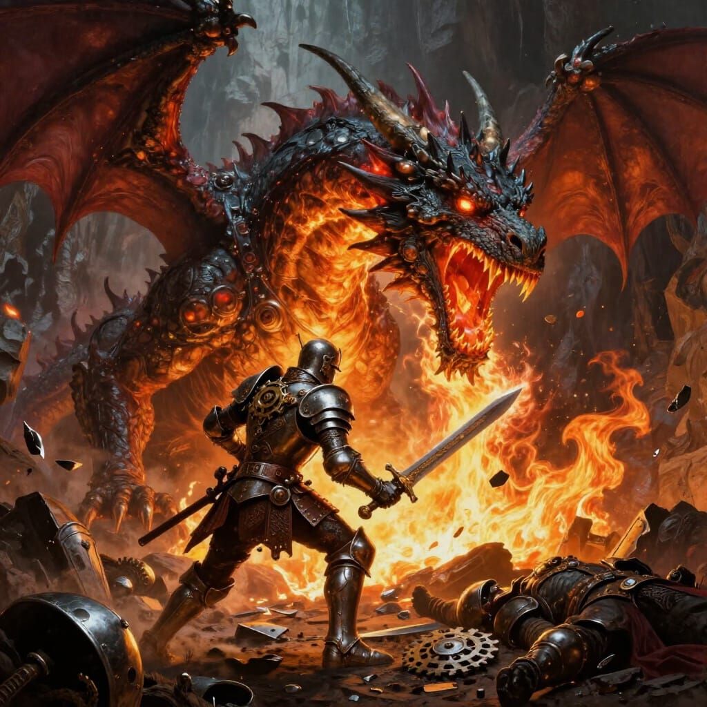 Epic Dragon Battle in Volumetric Lighting