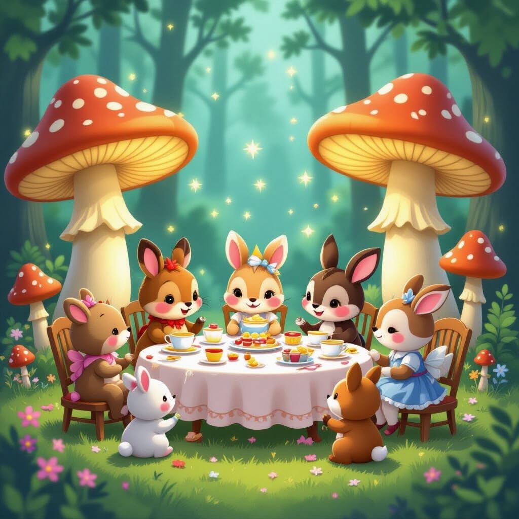 Enchanting Fairy Tea Party in Mushroom Forest